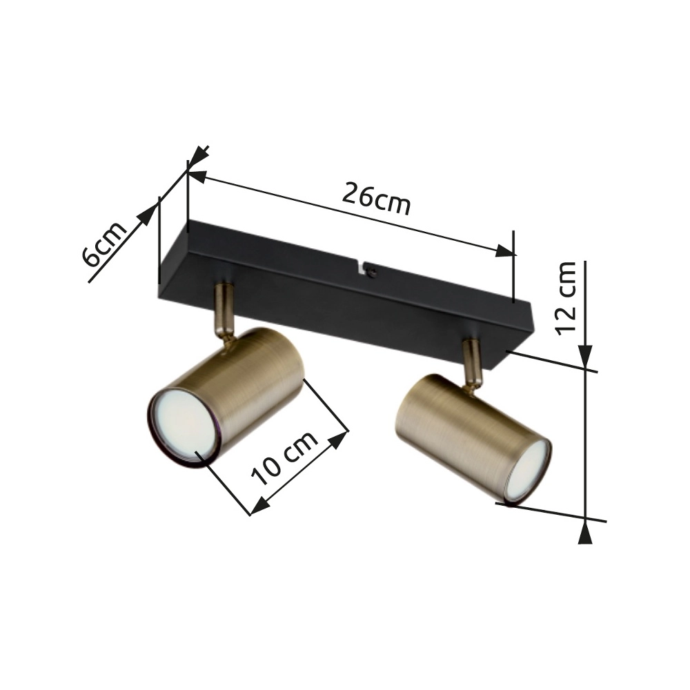 Deckenlampe 2-Leuchten Robby Schwarz mit Bronze Globo 9007371439980