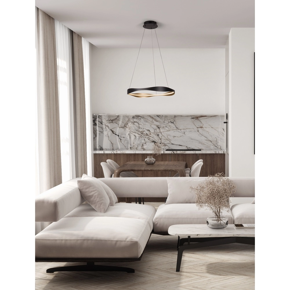 Design-Pendelleuchte Dobi Ø 60cm schwarz mit gold