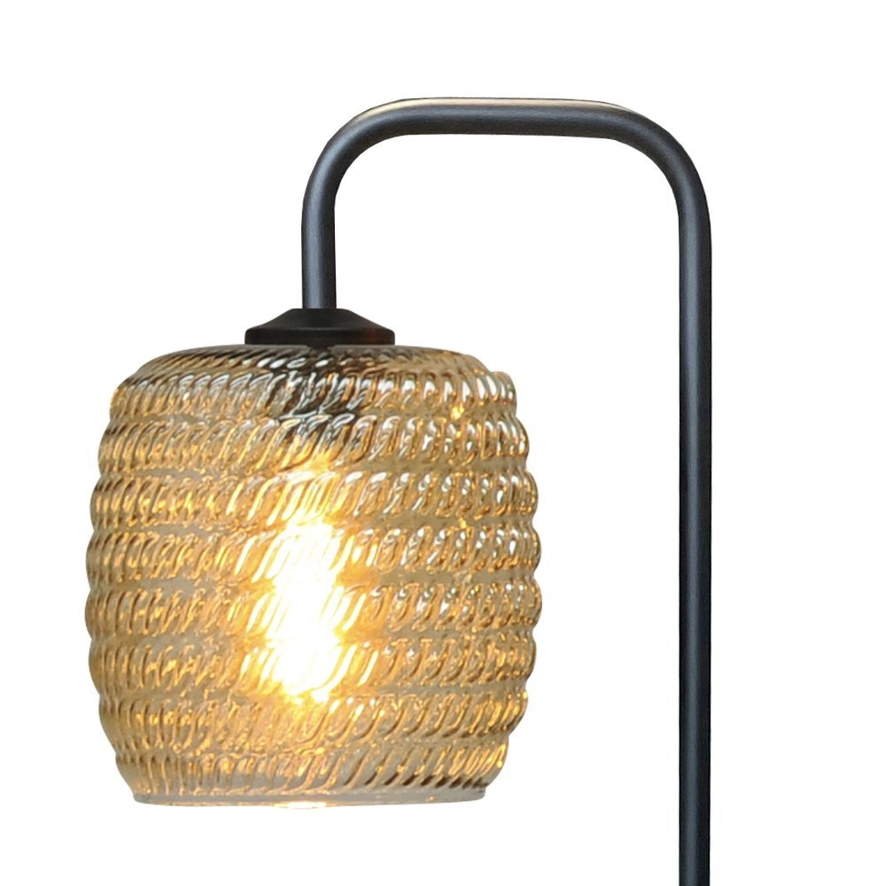 Schwarze Tischlampe Quinto mit geripptem Glas Masterlight 8718121250946