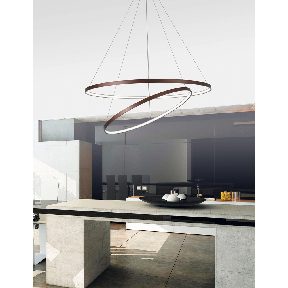 Design-Pendelleuchte Ferrol Kaffee Braun Doppel