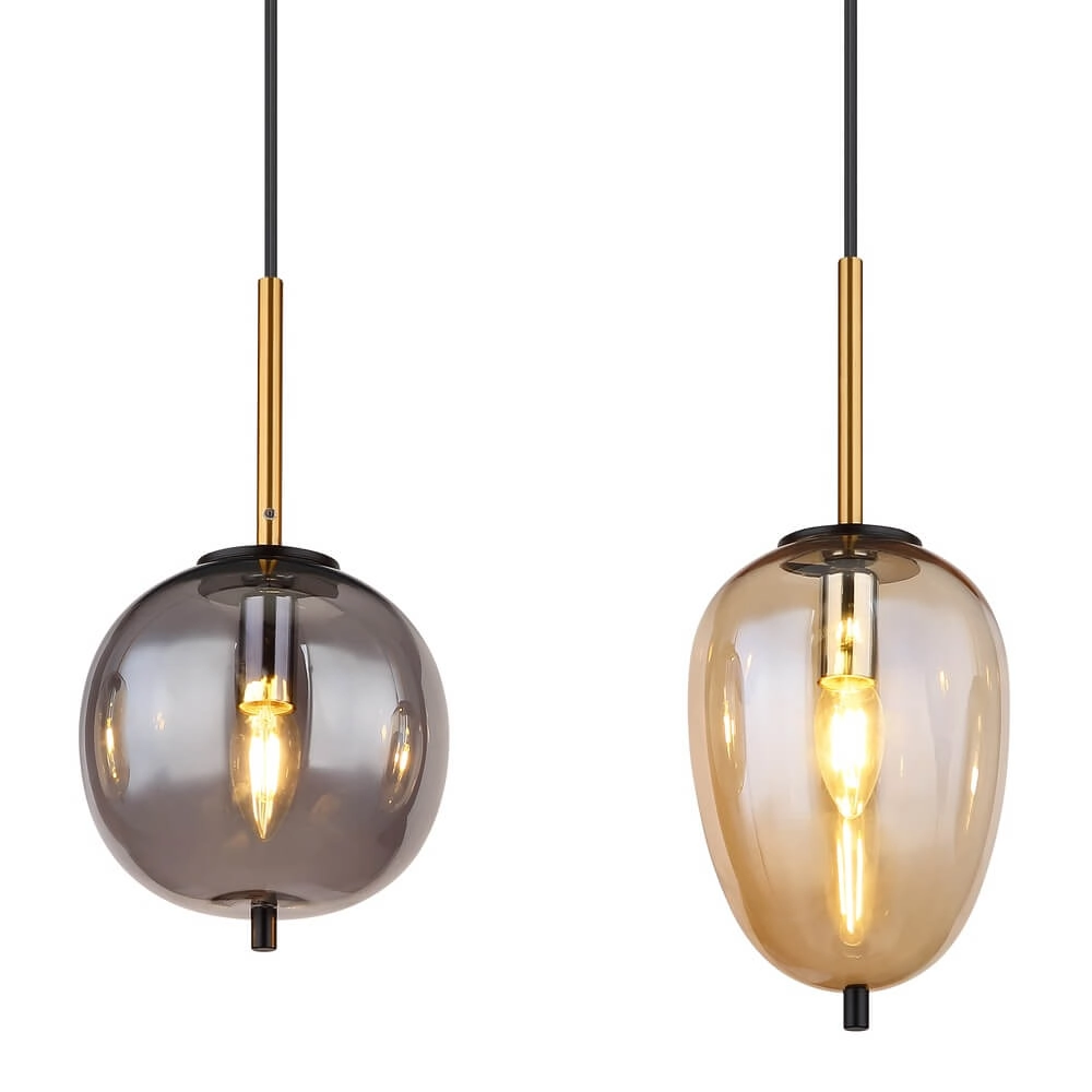 Pendelleuchte Blacky Braun- und Rauchglas 4-flammig Globo 9007371431717