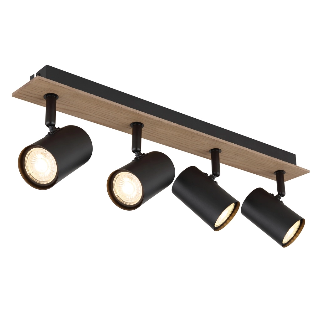 Deckenlampe Linca 4-hell schwarz mit Holz