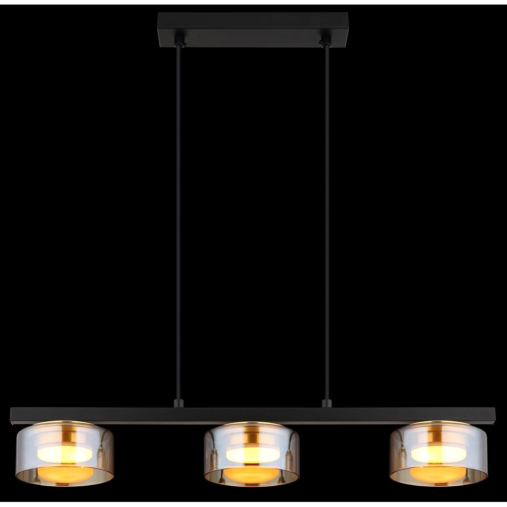 Design-Pendellampe Higgins schwarz mit bernsteinfarbenem Glas Globo 9007371531813