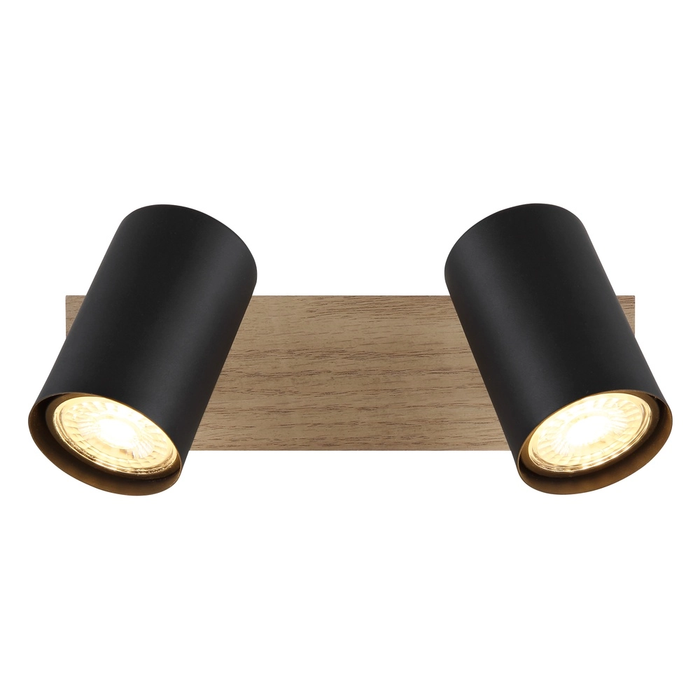 Deckenlampe Linca 2-helliges Schwarz mit Holz Globo 9007371452941