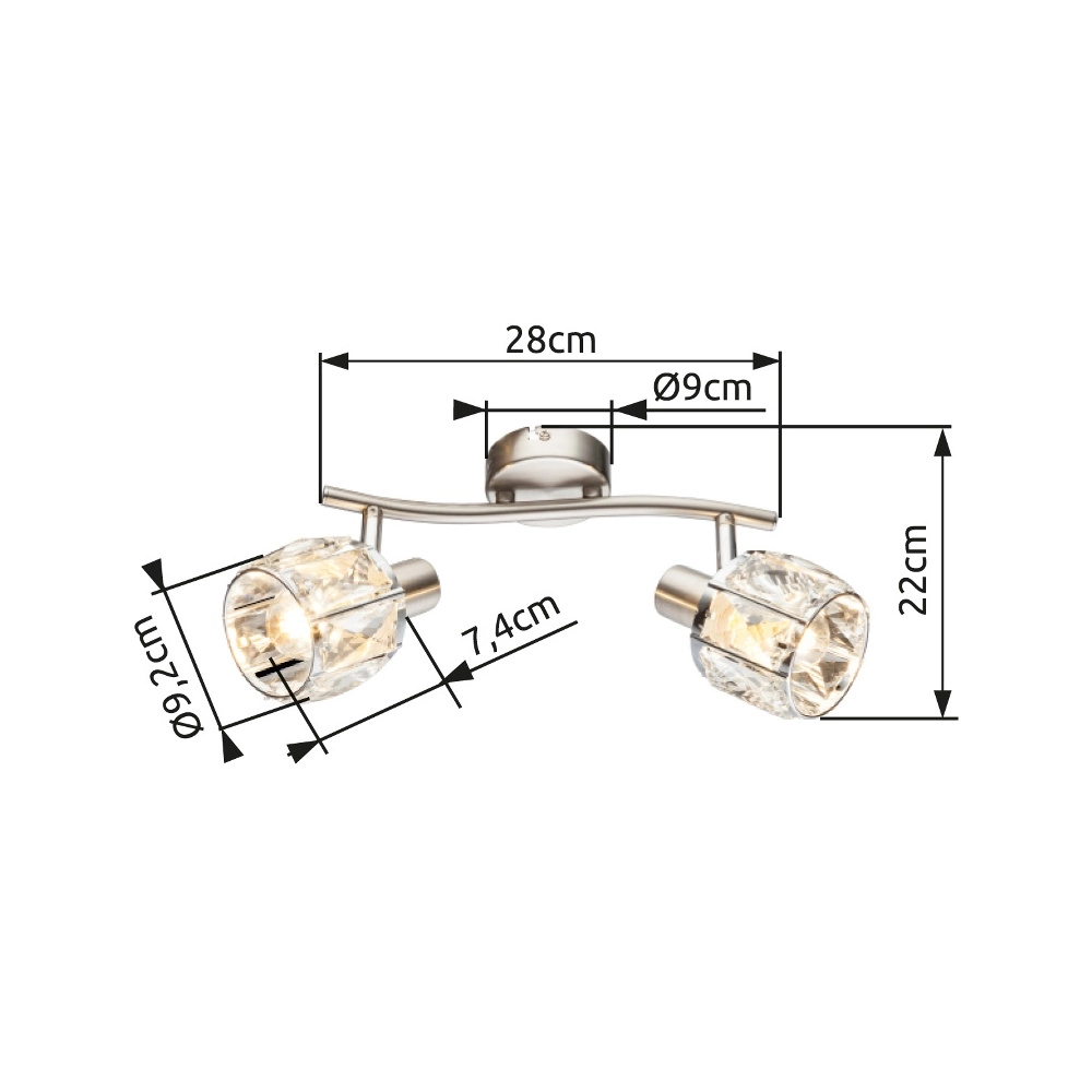 Deckenlampe Kris 2-Leichtnickel Globo 9007371360253