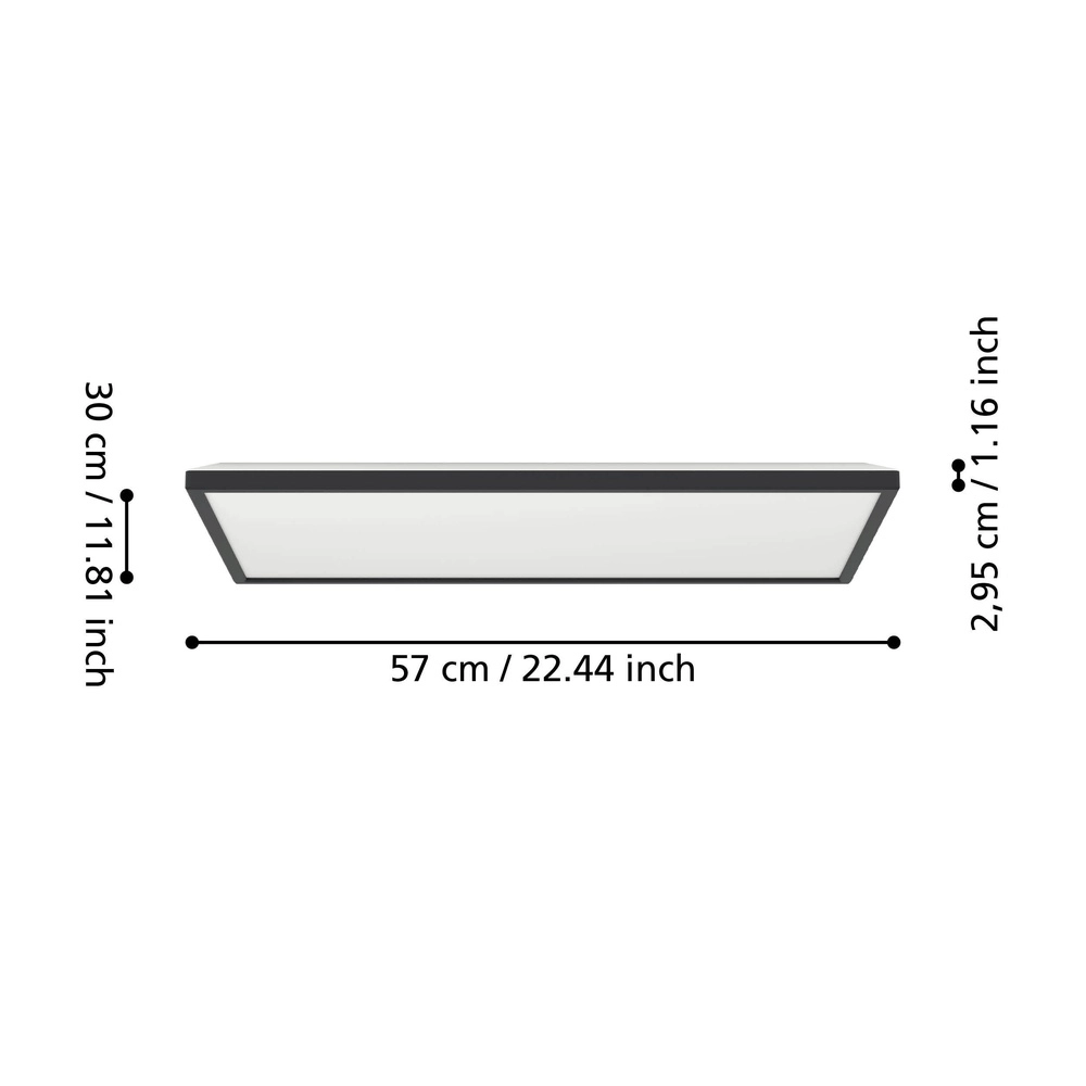 Intelligente Badezimmerlampe Rovito-Z Quadrat – Schwarz – 57x30 cm Eglo 9008606329762