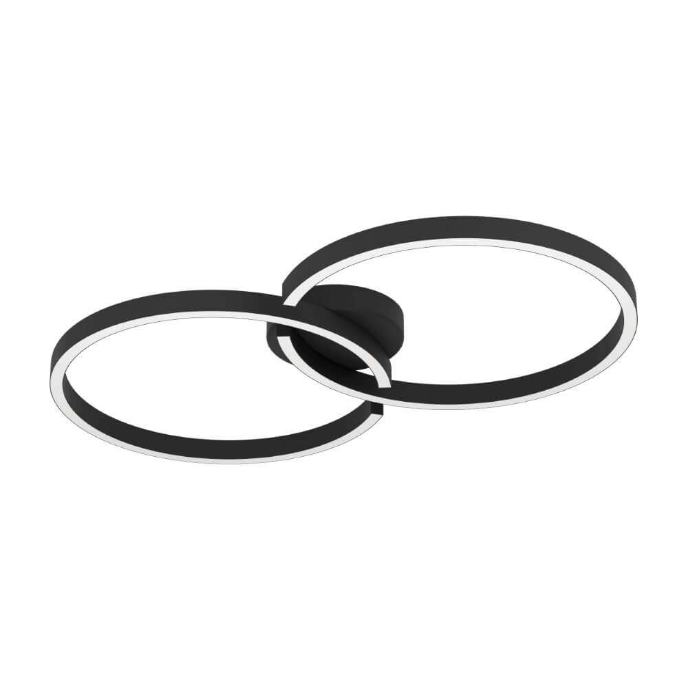 Schwarze LED-Deckenleuchte Amandolo 2 Ringe
