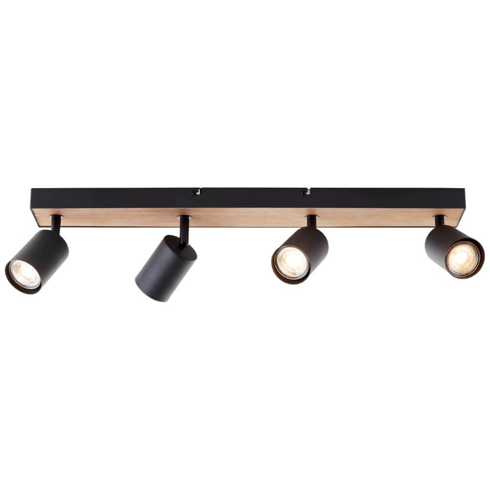 4-flammige Lampe Jello Wood schwarz mit Holz Brilliant 4004353428401