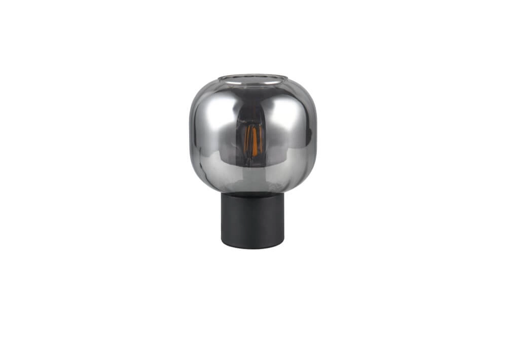 Trendige Tischlampe Diva schwarz mit Rauchglas Trio 4017807614596