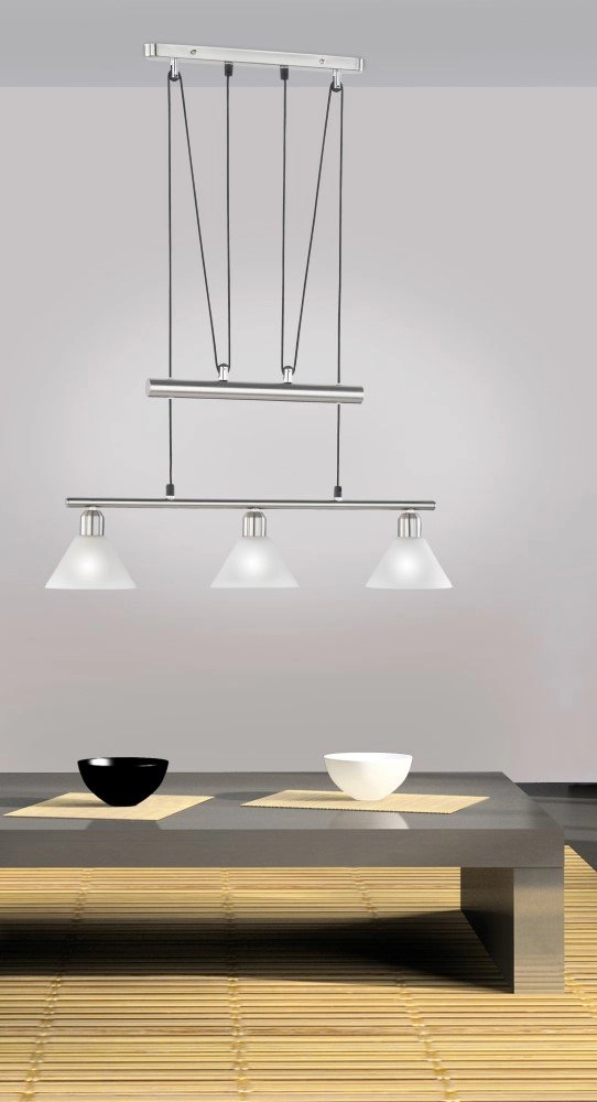 Moderne Pendelleuchte Series 3751 3-flammig nickel matt Trio 4017807137729