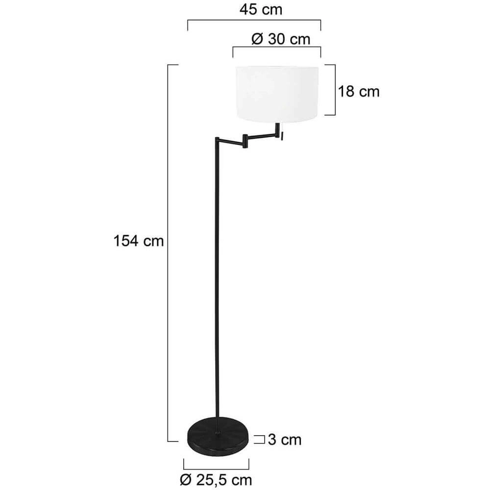 Stehlampe Bella schwarz mit weißer Kapuze Steinhauer 8712746174625
