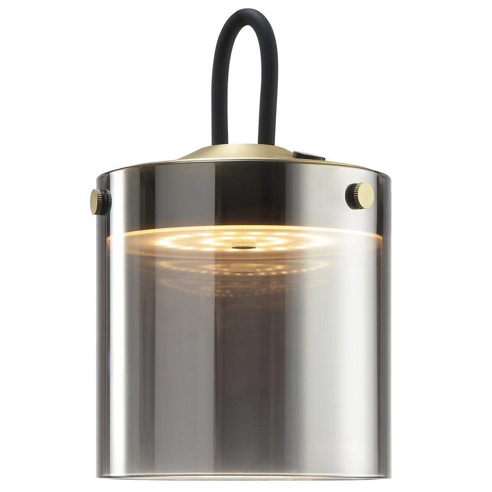 Tischlampe Lumeo Messing mit Rauchglas Ø 13 cm Brilliant 4004353463594
