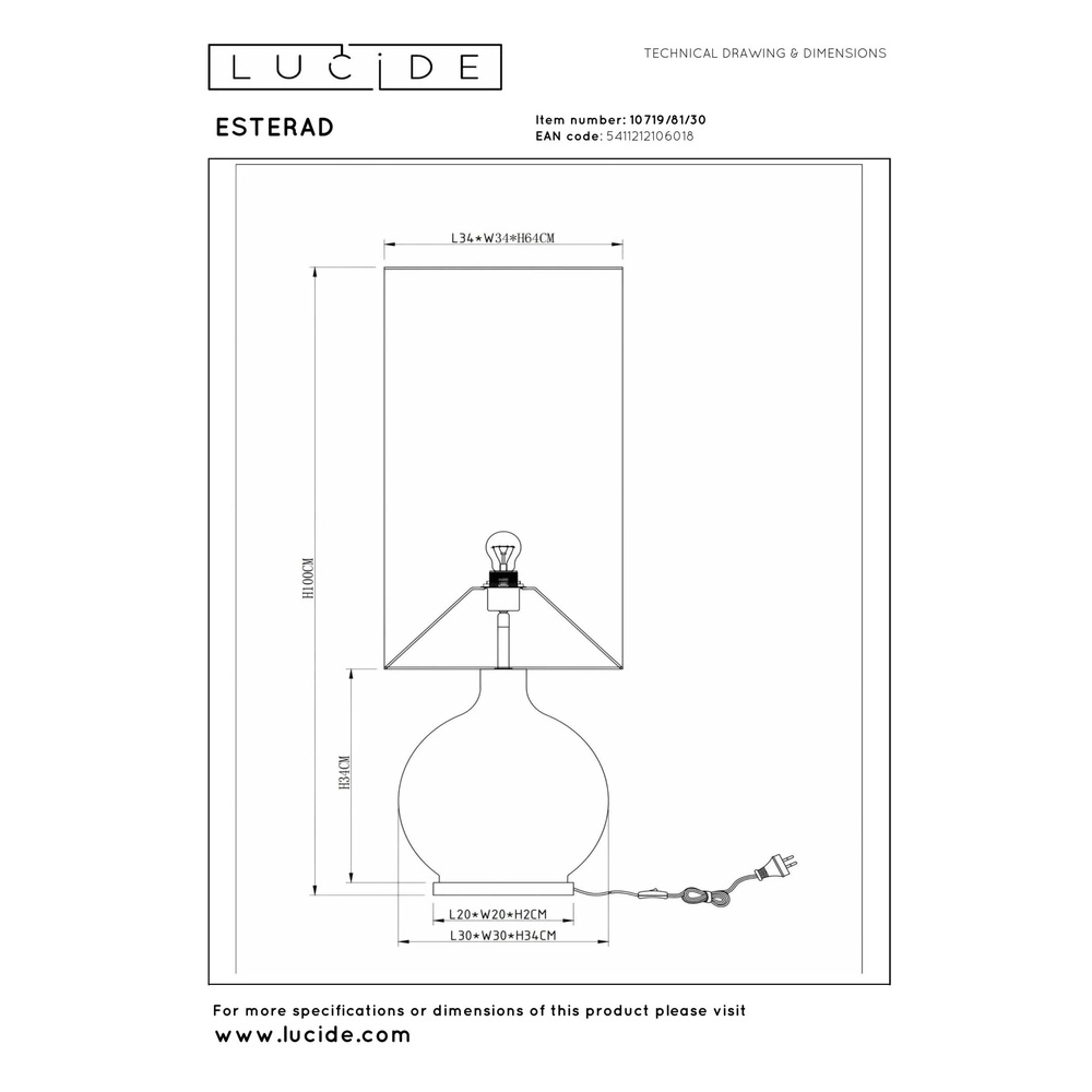 Stehlampe Esterad Schwarz Lucide 5411212106018