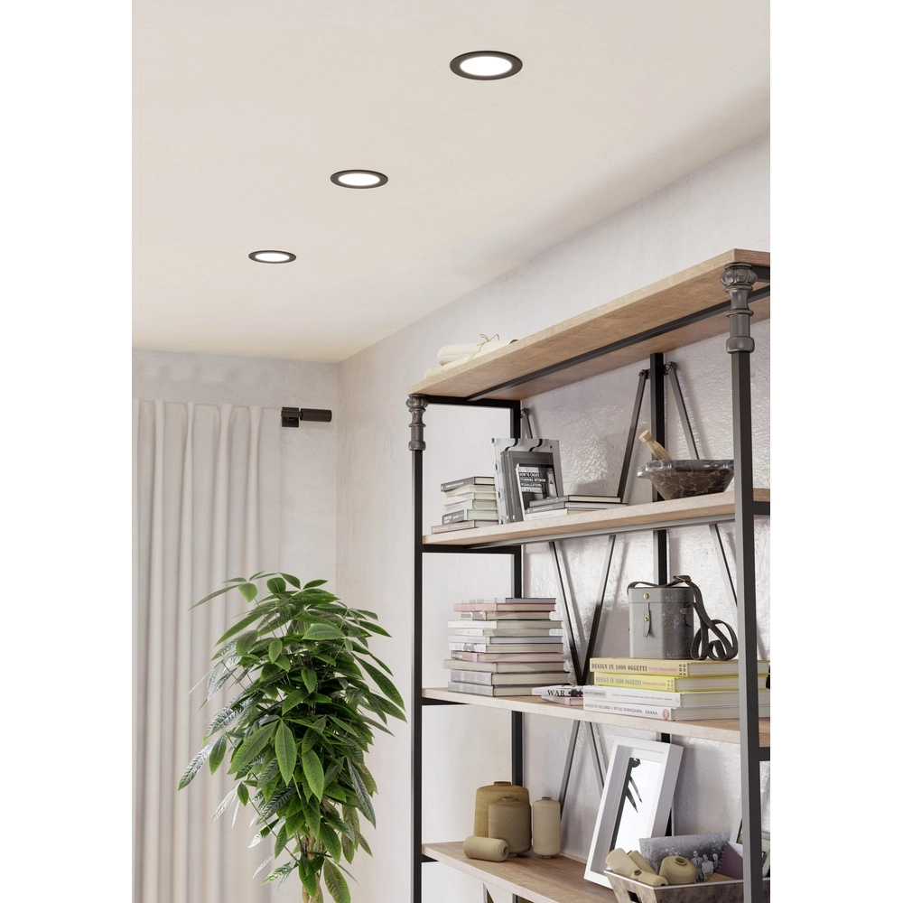 IP44-Deckenlicht Fueva 6 rund – schwarz – Ø 11,9 cm Eglo 9008606330911