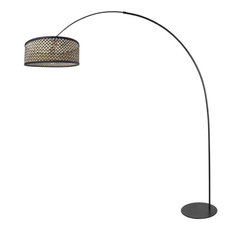 Stehlampe Curve schwarz mit Rattanschirm Ø 50cm Steinhauer 8712746179422