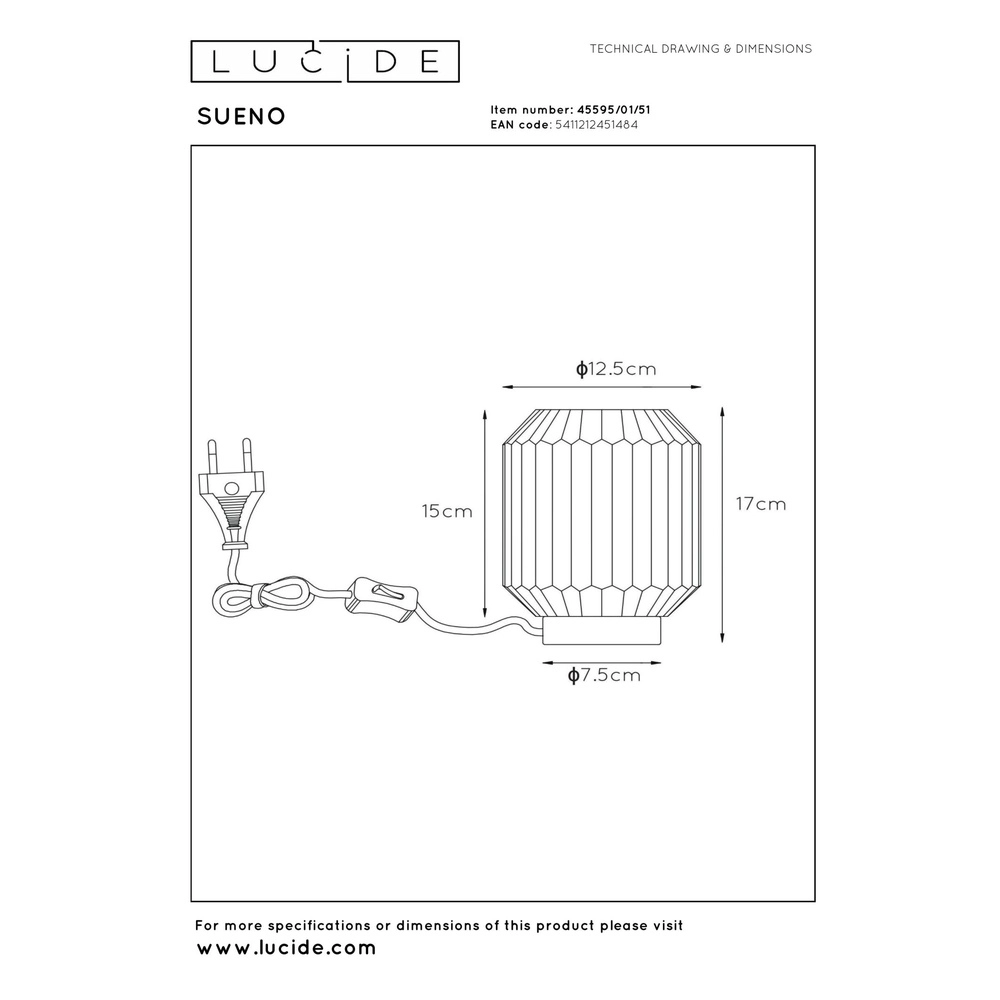 Tischlampe Sueno Grau Lucide 5411212451484