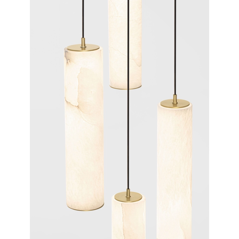 Pendellampe Diletto Gold mit weißen 12-Lichtern