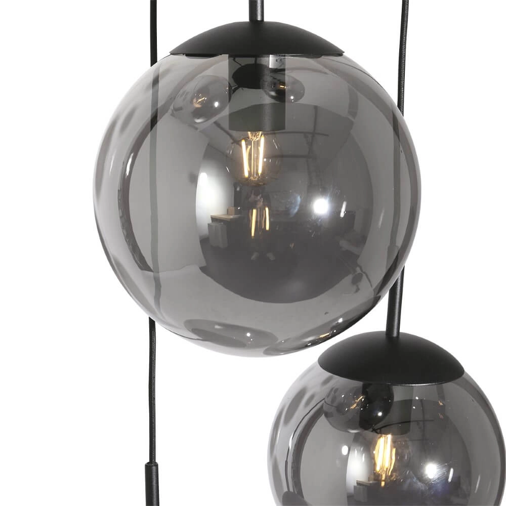 5-flammige Loft-Hängelampe Bolique schwarz mit Rauchglas Steinhauer 8712746133363
