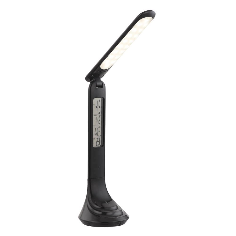 Schreibtischlampe Tyrell schwarz mit Uhr Globo 9007371379033