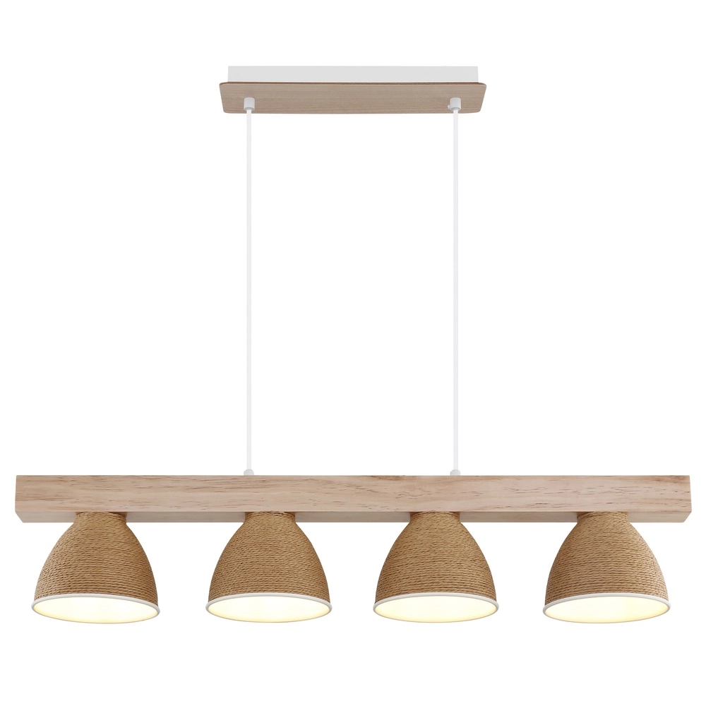 Pendellampe Lyndon 4-hell weiß mit Rattan Globo 9007371583904