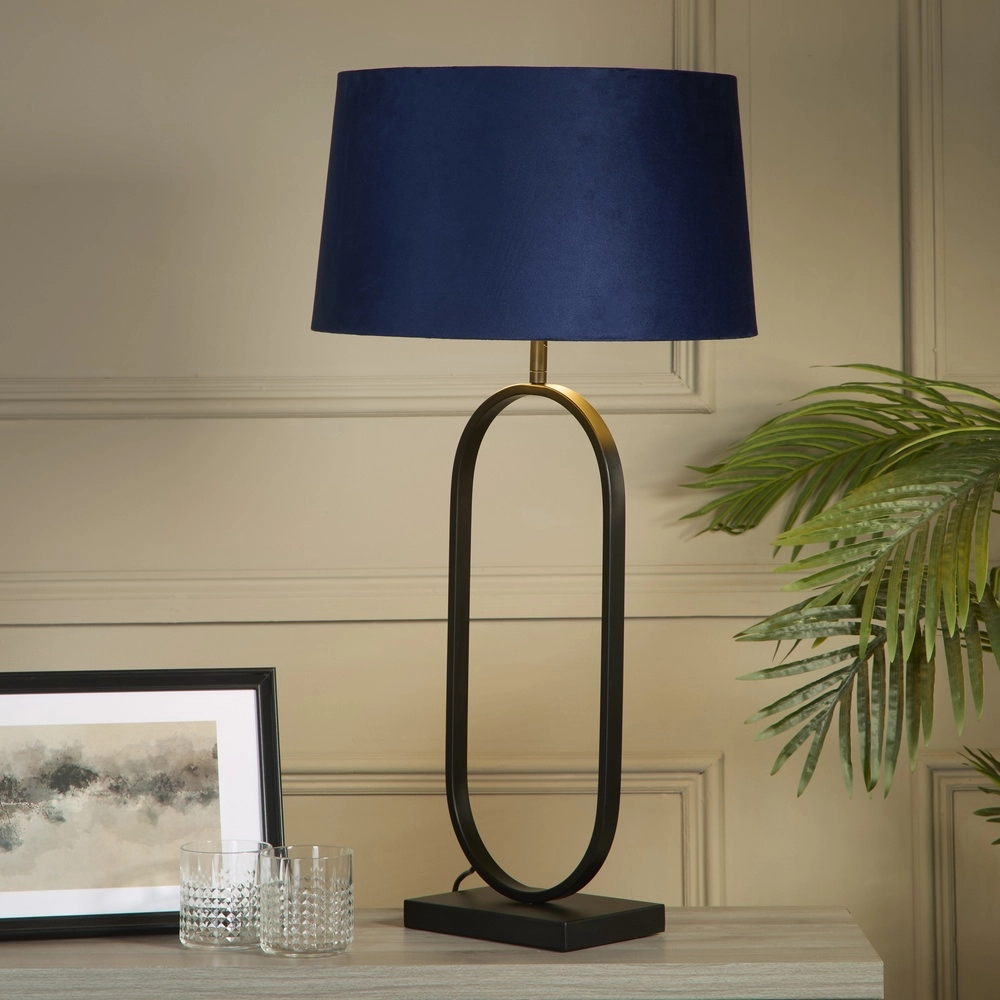 Tischlampe Modish schwarz mit blauer Kapuze Searchlight 5053423306155