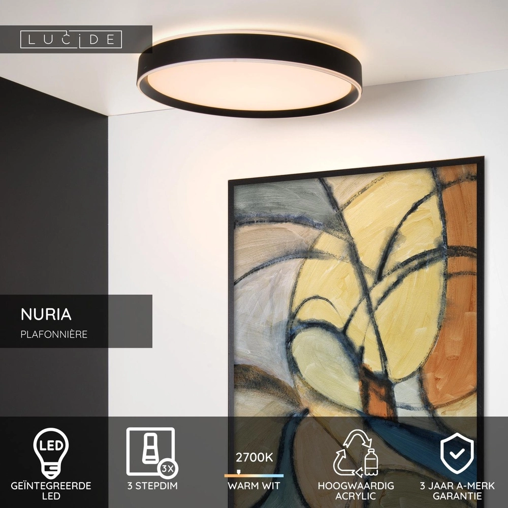Deckenlicht Nuria Ø 50 cm schwarz Lucide 5411212791795