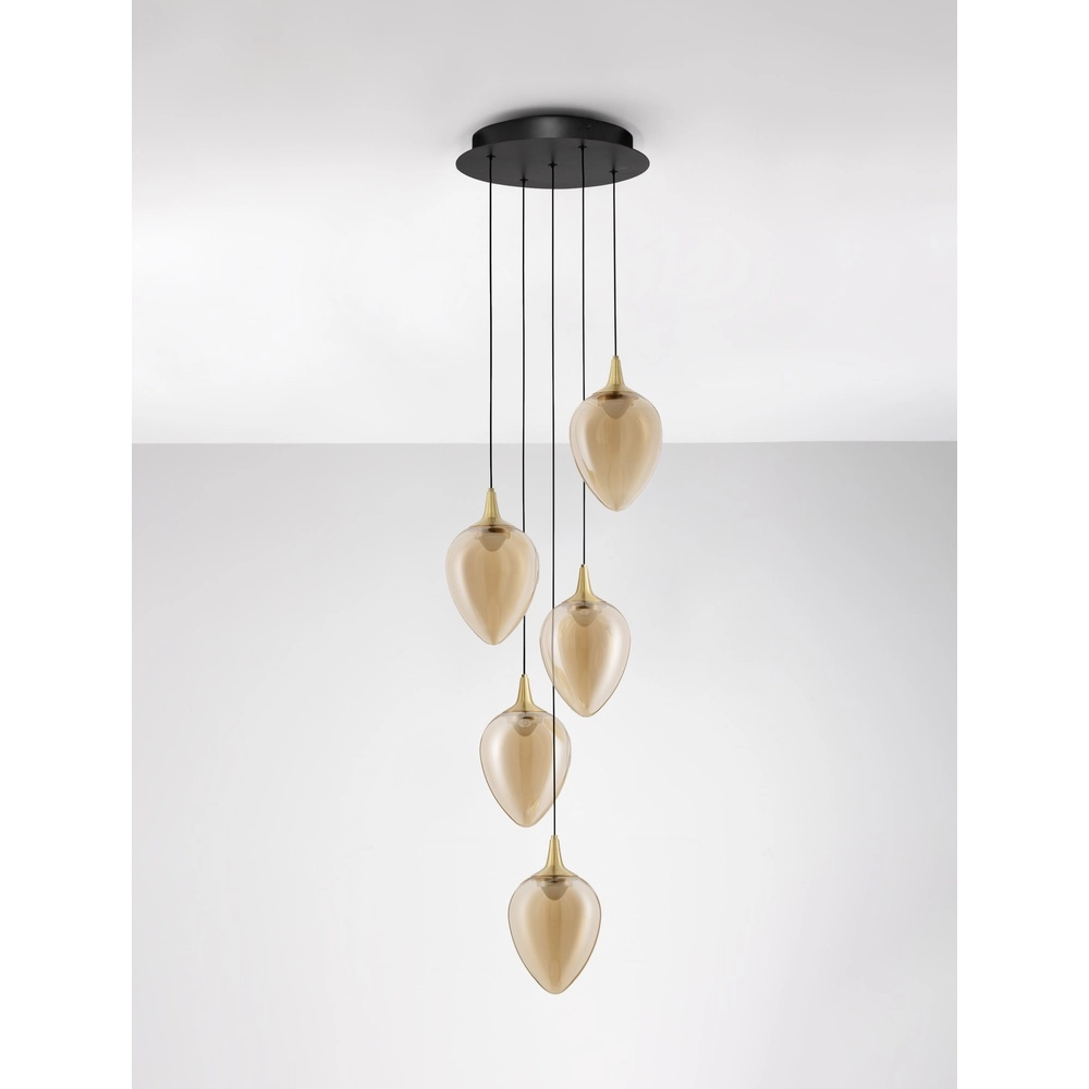 Pendelleuchte Nali 5-flammiges Braunglas Lyora 5212017477798