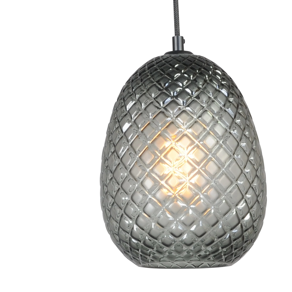 Schwarze Hängelampe Pineapple 3-flammig mit Rauchglas Masterlight 8718121212739