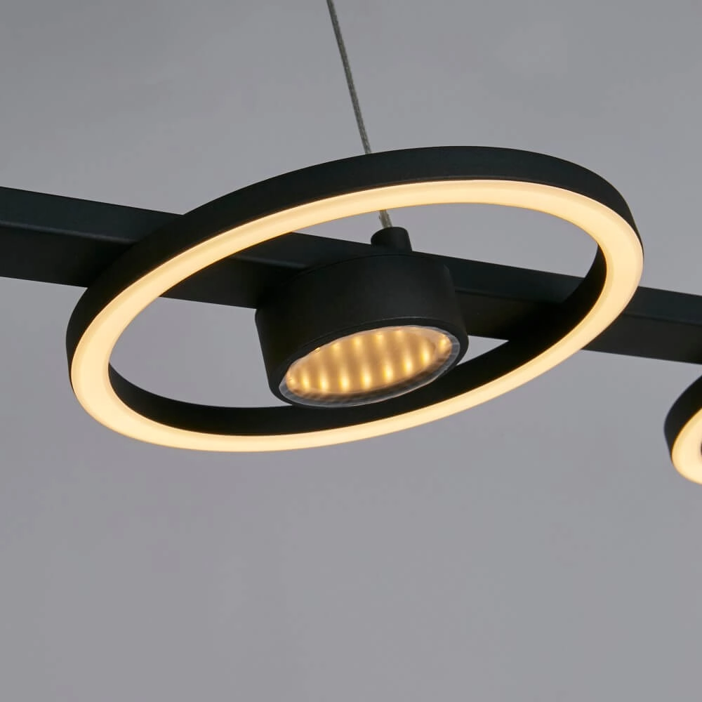 4-flammige moderne Pendelleuchte Space schwarz Searchlight 5053423274454