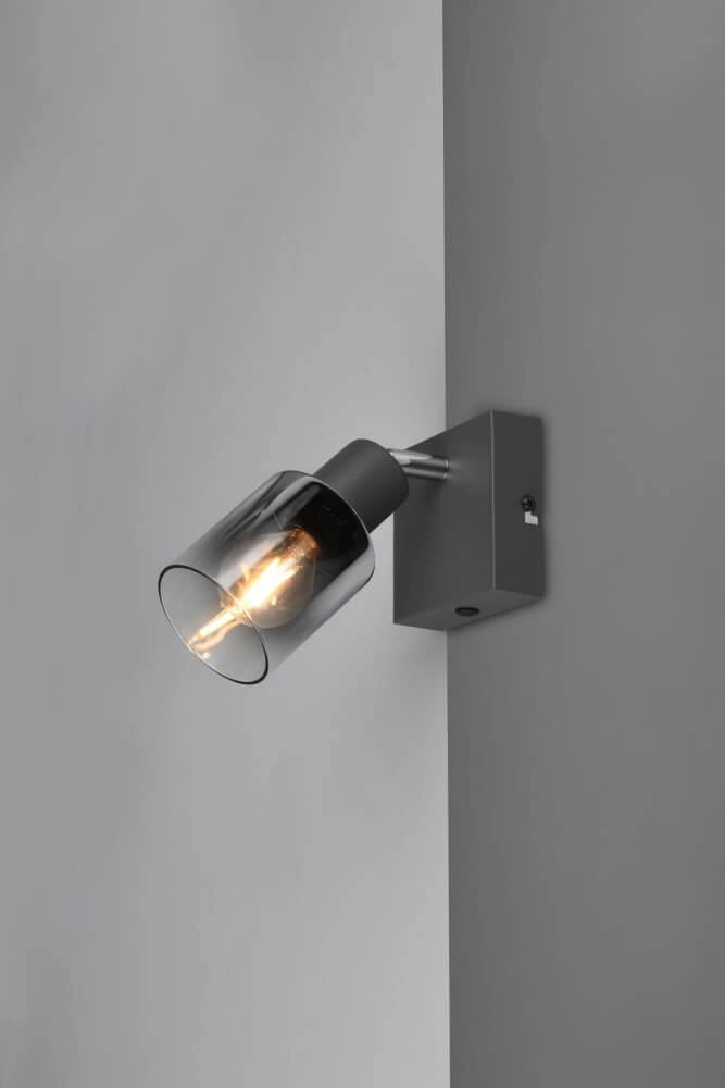 Schwarze Wandlampe Cadiz mit Rauchglas Trio 4017807615753