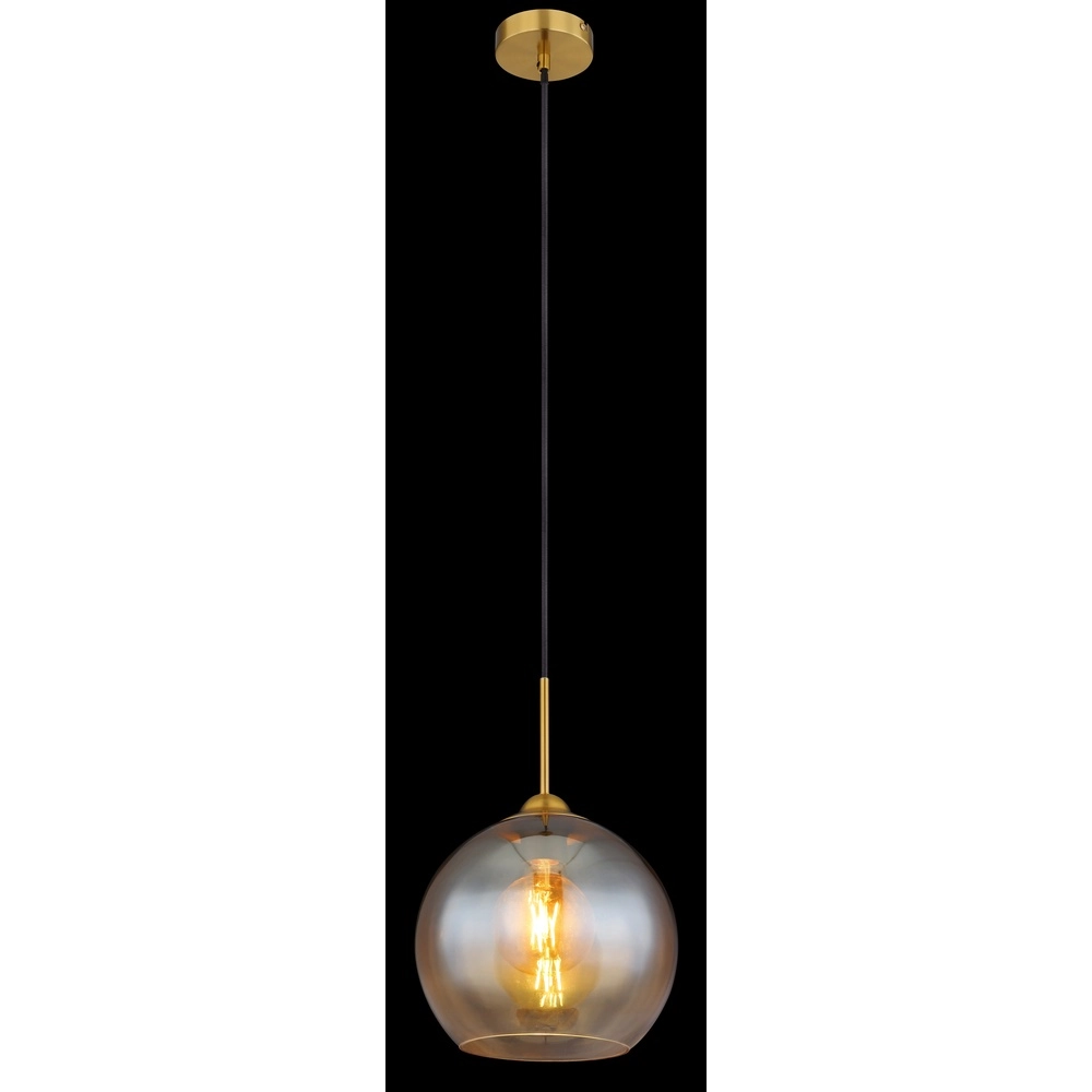 Goldene Pendellampe Jamessa nur mit bernsteinfarbenem Glas Globo 9007371441686