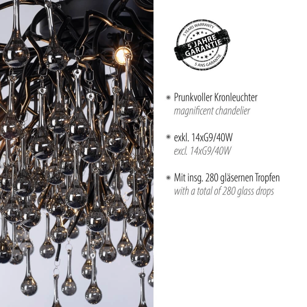 Kronleuchter Icicle schwarz 100cm Paul Neuhaus 4012248377581