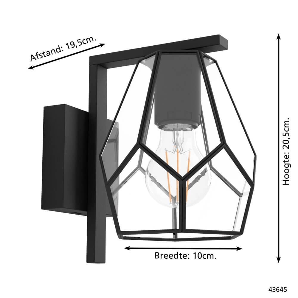 Wandlampe Mardyke schwarz mit Glas Eglo 9002759436452