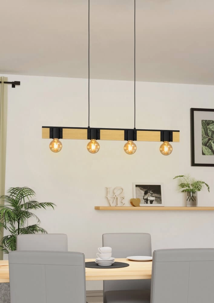 Hängelampe aus Holz Bailrigg 4-Licht Eglo 9002759439026
