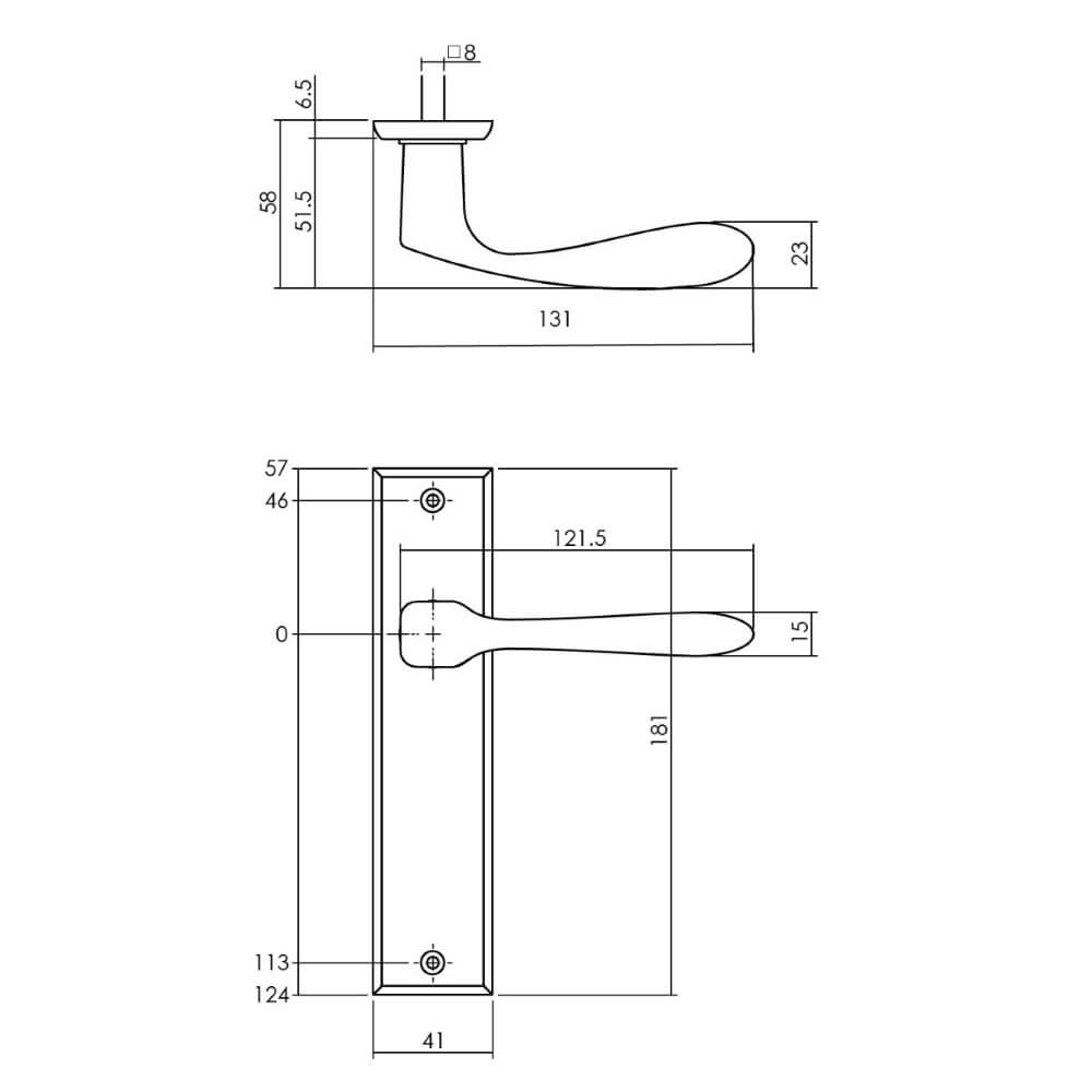Türklinke Banaan auf Schild Messing getrommelt Intersteel 8714186485842