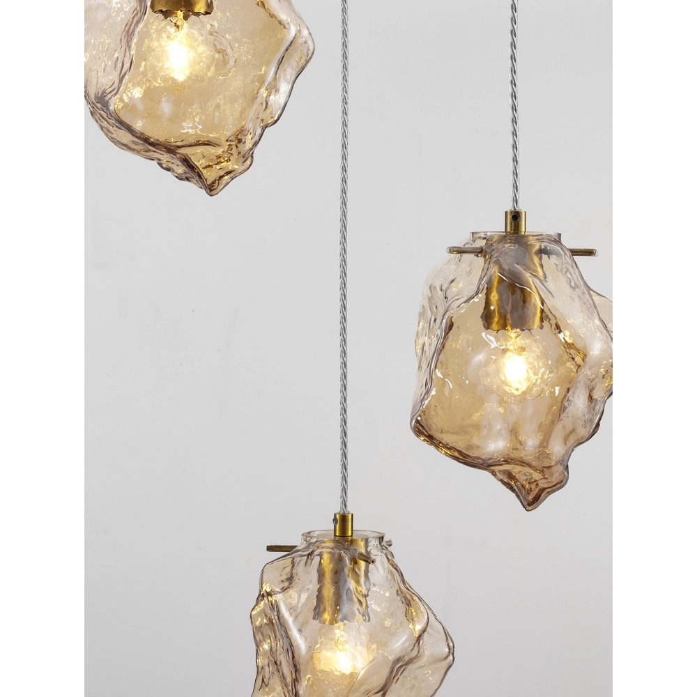 Pendelleuchte Odelle 3-flammiges Gold mit Braunglas Lyora 5212017434395