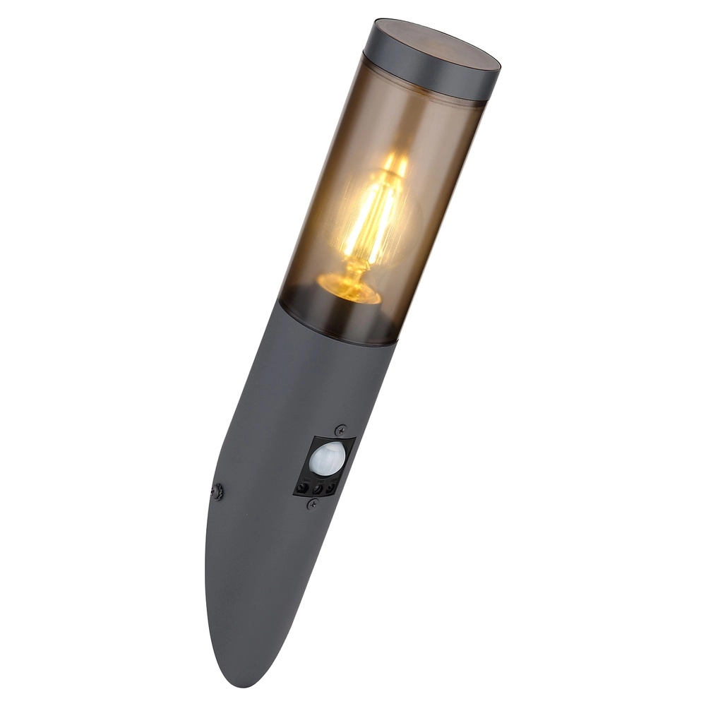 Außenlampe Boston Anthrazit mit Rauch und Sensor